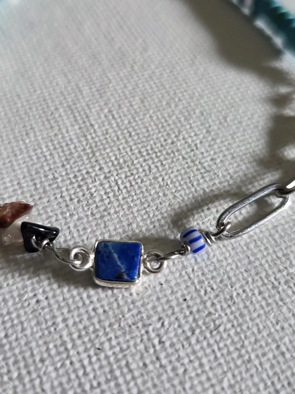 Blue Stone Silver Link Bracelet - Unbranded